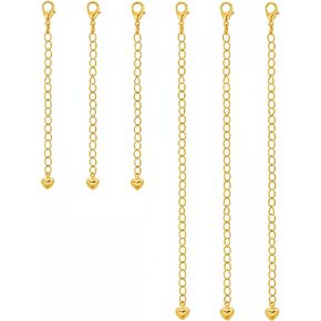 6 Pcs Gold Necklace Extenders for Women Non Tarnish Gold Bracelet Chain Extenders Set, Extensions 2 Inch, 4 Inch Bracelet Anklet Extender