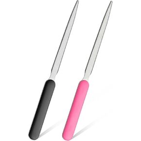 2 Pcs Letter Opener, Stainless Steel Envelope Slitter, Lightweight Mail Envelope Opener for Office Home School Supplies (Black, Pink)