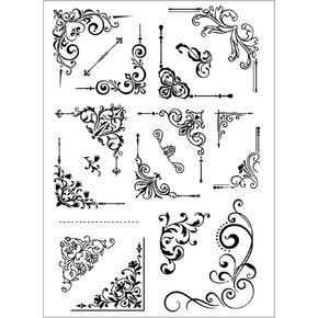Arbuya Filigree Corners Clear Stamps for Card Making Corner Flourishes Embellishments Rubber Stamps for Gift Tags Notes Paper Crafting Scrapbooking Pages Decor