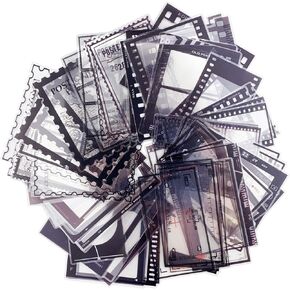 80PCS Retro Camera Film Frame Stamp Poster PET Stickers for Scrapbooking Bullet Junk Journal Planners Photo Album Collage Card Making