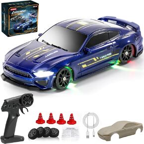 1:43 Scale Mini RC Drift Car with Gyro Full Proportional RTR 2.4Ghz Remote Control with RGB Lights and 2 Replaceable Body Shell(8501-Grey)
