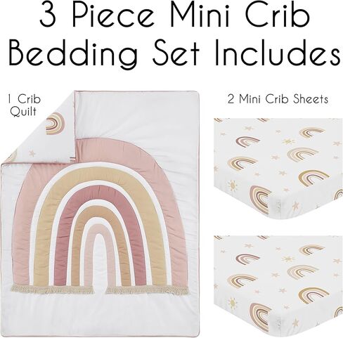 Sweet Jojo Designs Blush Pink Shabby Chic Girl Baby Mini Crib Bedding Set Infant Nursery Room Newborn Blanket Portable Pack n Play Sheets 3pc Solid Rose Elegant Ruched Diamonds Classic Princess Harper in Saudi Arabia