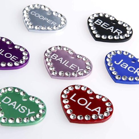 Crystal Pet ID Tags - Engraved Personalized Dog Tags, Cat Tags Front & Back up to 5 Lines of Text – Bone, Heart in Kuwait