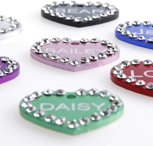 Crystal Pet ID Tags - Engraved Personalized Dog Tags, Cat Tags Front & Back up to 5 Lines of Text – Bone, Heart in Kuwait