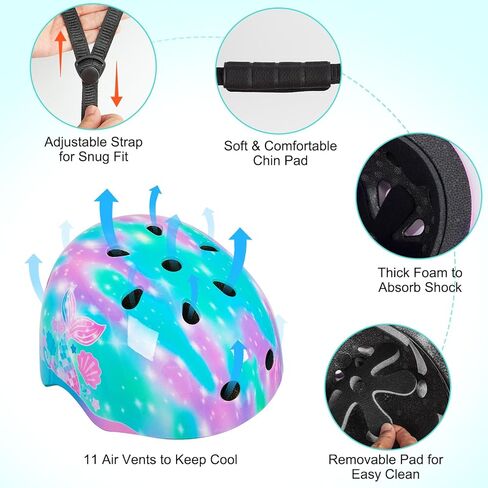 Kids Bike Helmet Skateboard Helmet for 8-13 Years Kids Girls Youth Bicycle Helmet Adjustable Butterfly Scooter Helmets Roller Skating Cycling Helmet with DIY Stickers in Saudi Arabia