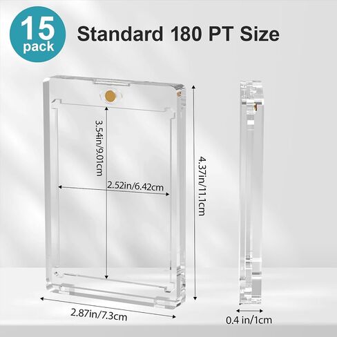 180PT 15 Pack Magnetic Card Holder for Trading Cards, One Card Touch Holder, U-V Protector Baseball Card Hard Plastic Cover for Football Basketball Sports Game in Kuwait