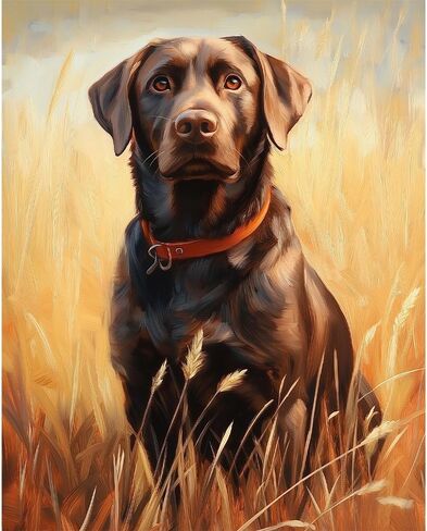 Natuyalo Animal Paint by Numbers Kit for Adults - Black Dog in The Rice Field Painting by Number on Canvas Without Frame, DIY Acrylic Art Crafts for Ideal Gift (16x20 Inch) in Saudi Arabia