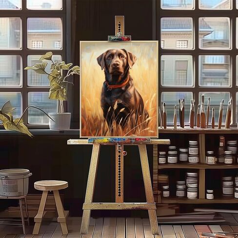 Natuyalo Animal Paint by Numbers Kit for Adults - Black Dog in The Rice Field Painting by Number on Canvas Without Frame, DIY Acrylic Art Crafts for Ideal Gift (16x20 Inch) in Saudi Arabia