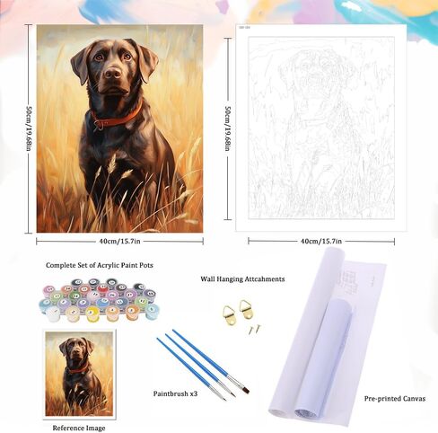 Natuyalo Animal Paint by Numbers Kit for Adults - Black Dog in The Rice Field Painting by Number on Canvas Without Frame, DIY Acrylic Art Crafts for Ideal Gift (16x20 Inch) in Saudi Arabia