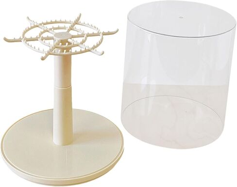 DYNWAVE Figure Display Case Rotating All Round Doll Display Stand Transparent Doll Display Box for Keychain Action Dolls Mini Toy (D Pink) in Saudi Arabia