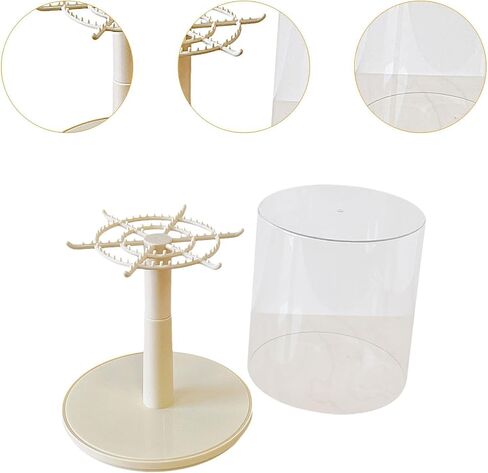 DYNWAVE Figure Display Case Rotating All Round Doll Display Stand Transparent Doll Display Box for Keychain Action Dolls Mini Toy (D Pink) in Saudi Arabia