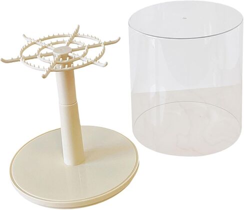 DYNWAVE Figure Display Case Rotating All Round Doll Display Stand Transparent Doll Display Box for Keychain Action Dolls Mini Toy (D Pink) in Saudi Arabia