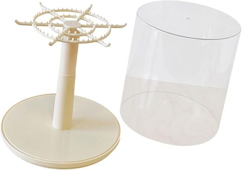 DYNWAVE Figure Display Case Rotating All Round Doll Display Stand Transparent Doll Display Box for Keychain Action Dolls Mini Toy (D Pink) in Saudi Arabia