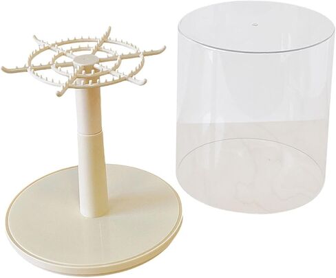 DYNWAVE Figure Display Case Rotating All Round Doll Display Stand Transparent Doll Display Box for Keychain Action Dolls Mini Toy (D Pink) in Saudi Arabia