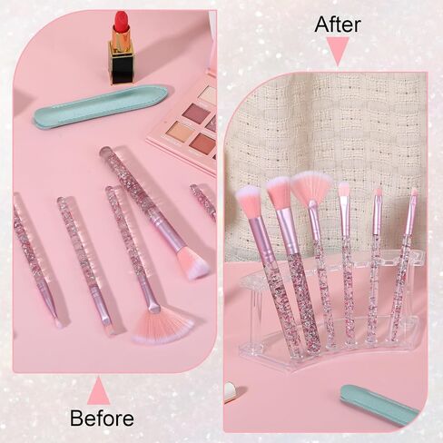 2 PCS Plastic Pen Holder Stand, 6-Slots Pen Display Stand Makeup Brush Rack Organizer Eyebrow Pen Stand, Acrylic Clear Pen Display Rack for School Office Home Store Use in Saudi Arabia