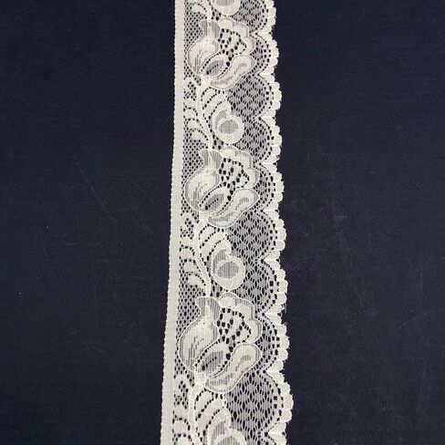 2 Inch Wide Stretch Lace Ribbon, Elastic Lace Trim Fabric, Perfect for Crafting,Sewing Making,Gift Wrapping and Bridal Wedding Decorations - 5 Yards - 8786 (White) in Kuwait