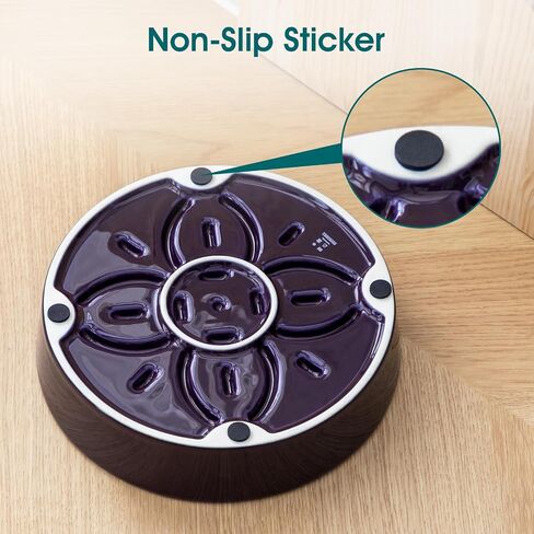 vancasso Ceramic Slow Feeder Dog Bowls, Puzzle Dog Food Bowls with Floral Maze, Anti -Slip Pet Food Dish for Medium Breed, 1.5 Cups, Purple in Kuwait