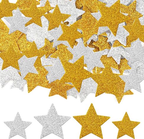 100pcs ملصقات رغوة الذهب نجوم الذهب ، نجوم الرغوة الفضية والذهبية ، نجمة الرغوة اللامعة لكتاب القصاصات ، ملصقات النجوم الزخرفية لكتاب القصاصات الحرفية وتحية البطاقة (4 حجم in Saudi Arabia