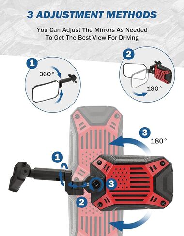JOYTUTUS Mirrors Doors Off Compatible with Wrangler JL/JLU 2018-2023 & Gladiator JT, JL Side Mirrors with Ball Adapter, Wider View No Vibrate & Wobble (NOT FIT 2024 Wrangler), Patent Pending in Kuwait