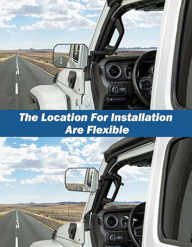 JOYTUTUS Mirrors Doors Off Compatible with Wrangler JL/JLU 2018-2023 & Gladiator JT, JL Side Mirrors with Ball Adapter, Wider View No Vibrate & Wobble (NOT FIT 2024 Wrangler), Patent Pending in Kuwait