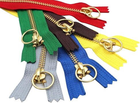 YKK #5 النحاس مع سحب حلقة من الشق (مزيج من الألوان الموسمية الساخنة 6) 6 PCS سحاب معدني مغلق لحقيبة يد صغيرة أو حقيبة 4 " - 11" (9 بوصات) in Kuwait