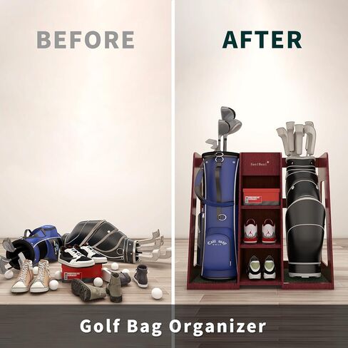 Golf Bag Organizer Storage Rack Stand Holder with 4 Wheel Fits 2 Extra Large Golf Club Bags and Multiple Golfing Equipment Accessories Gifts for Any Level Golfer in Garage Shed Basement Indoor Outdoor in Saudi Arabia