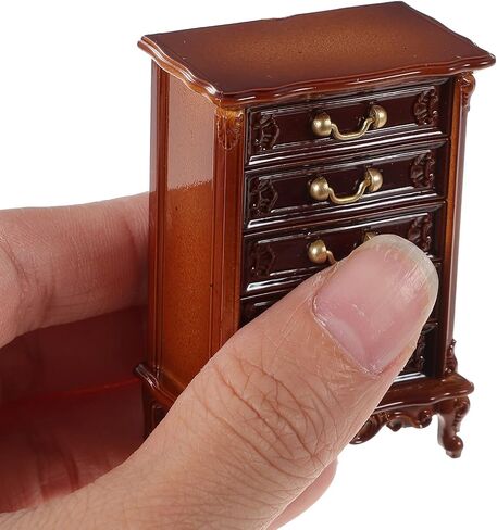 Miniature Wooden Cabinet for Dollhouse: 1:12 Scale Dollhouse Furniture Cabinet Wooden Mini Drawer Accessories Kitchen Photo Props for Kids Play Toy Living Room Decoration in Saudi Arabia