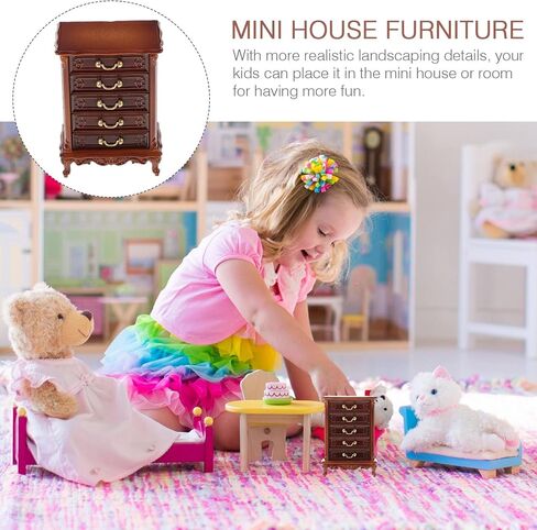 Miniature Wooden Cabinet for Dollhouse: 1:12 Scale Dollhouse Furniture Cabinet Wooden Mini Drawer Accessories Kitchen Photo Props for Kids Play Toy Living Room Decoration in Saudi Arabia