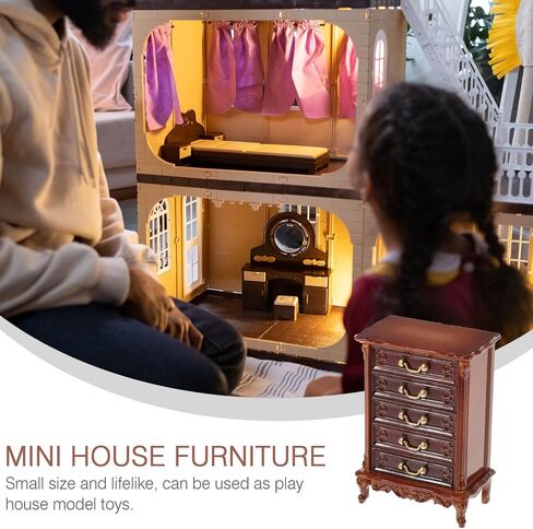 Miniature Wooden Cabinet for Dollhouse: 1:12 Scale Dollhouse Furniture Cabinet Wooden Mini Drawer Accessories Kitchen Photo Props for Kids Play Toy Living Room Decoration in Saudi Arabia