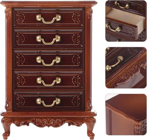 Miniature Wooden Cabinet for Dollhouse: 1:12 Scale Dollhouse Furniture Cabinet Wooden Mini Drawer Accessories Kitchen Photo Props for Kids Play Toy Living Room Decoration in Saudi Arabia
