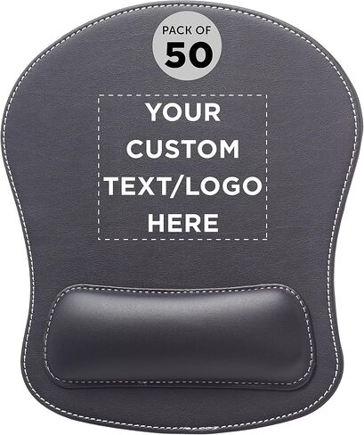 DISCOUNT PROMOS Custom Executive Leatherette Mouse Pads Set of 50, Personalized Bulk Pack - Desk Pads, Premium Office Accessories - Black in Kuwait