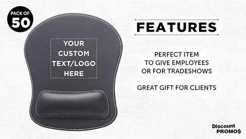 DISCOUNT PROMOS Custom Executive Leatherette Mouse Pads Set of 50, Personalized Bulk Pack - Desk Pads, Premium Office Accessories - Black in Kuwait