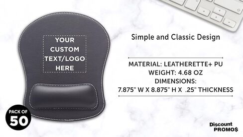 DISCOUNT PROMOS Custom Executive Leatherette Mouse Pads Set of 50, Personalized Bulk Pack - Desk Pads, Premium Office Accessories - Black in Kuwait