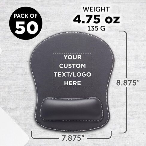 DISCOUNT PROMOS Custom Executive Leatherette Mouse Pads Set of 50, Personalized Bulk Pack - Desk Pads, Premium Office Accessories - Black in Kuwait