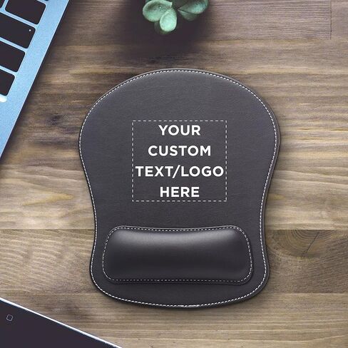 DISCOUNT PROMOS Custom Executive Leatherette Mouse Pads Set of 50, Personalized Bulk Pack - Desk Pads, Premium Office Accessories - Black in Kuwait