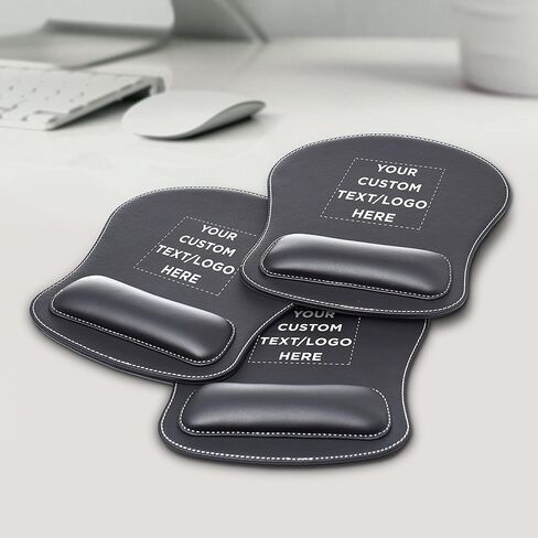 DISCOUNT PROMOS Custom Executive Leatherette Mouse Pads Set of 50, Personalized Bulk Pack - Desk Pads, Premium Office Accessories - Black in Kuwait