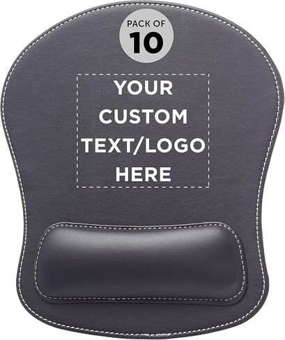 DISCOUNT PROMOS Custom Executive Leatherette Mouse Pads Set of 50, Personalized Bulk Pack - Desk Pads, Premium Office Accessories - Black in Kuwait