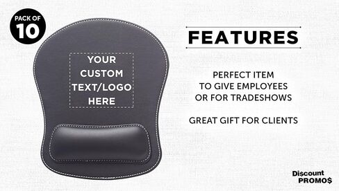 DISCOUNT PROMOS Custom Executive Leatherette Mouse Pads Set of 50, Personalized Bulk Pack - Desk Pads, Premium Office Accessories - Black in Kuwait