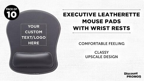 DISCOUNT PROMOS Custom Executive Leatherette Mouse Pads Set of 50, Personalized Bulk Pack - Desk Pads, Premium Office Accessories - Black in Kuwait