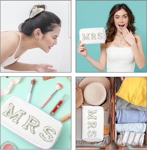Bride to Be Gift Set, I Do Bride Slippers, Bride Robe Hair Claw Bride Patch MRS Cosmetic Bag Bangle Earrings Necklace (Slippers+Makeup Bag+Robe+Clip) in Saudi Arabia
