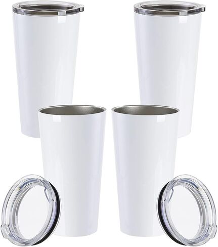 Craft Express 16 OZ Sublimation Tumblers Blanks Glossy White-Stainless Steel Coffee Tumblers Cups Mugs Perfect for Sublimation Oven Crafting-Set of 4 in Saudi Arabia