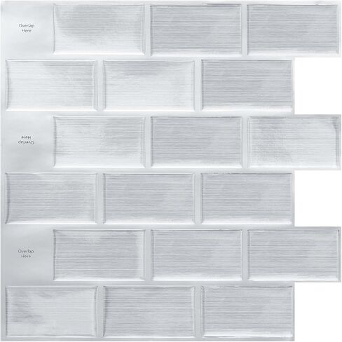بلاط 10 ورقات قابلة للتقشير واللصق باكسبلاش، عصا ملونة خفيفة مقاس 30.48 سم × 30.48 سم على بلاط الحائط للمطبخ in Kuwait