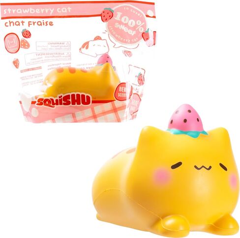 Hamee SquiSHU Jumbo Strawberry Cat Squishy Toy Collectible Slow Rising Cute Loaf Cat Birthday Gift, Party Favors, Stress Relief in Saudi Arabia