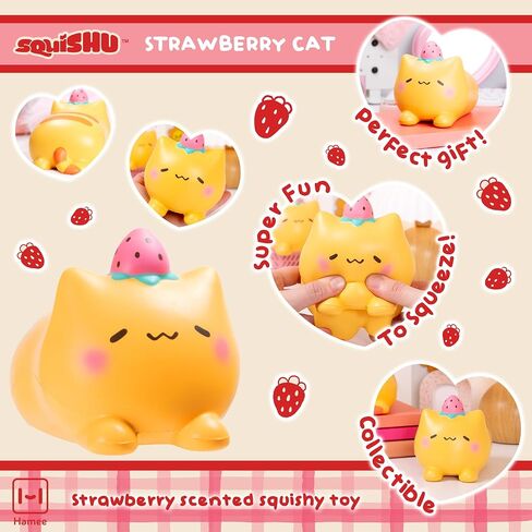 Hamee SquiSHU Jumbo Strawberry Cat Squishy Toy Collectible Slow Rising Cute Loaf Cat Birthday Gift, Party Favors, Stress Relief in Saudi Arabia