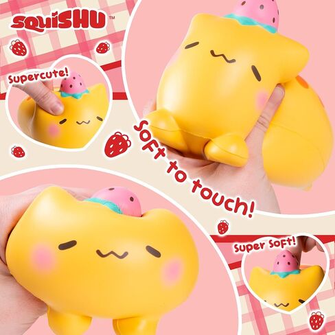 Hamee SquiSHU Jumbo Strawberry Cat Squishy Toy Collectible Slow Rising Cute Loaf Cat Birthday Gift, Party Favors, Stress Relief in Saudi Arabia