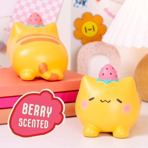 Hamee SquiSHU Jumbo Strawberry Cat Squishy Toy Collectible Slow Rising Cute Loaf Cat Birthday Gift, Party Favors, Stress Relief in Saudi Arabia
