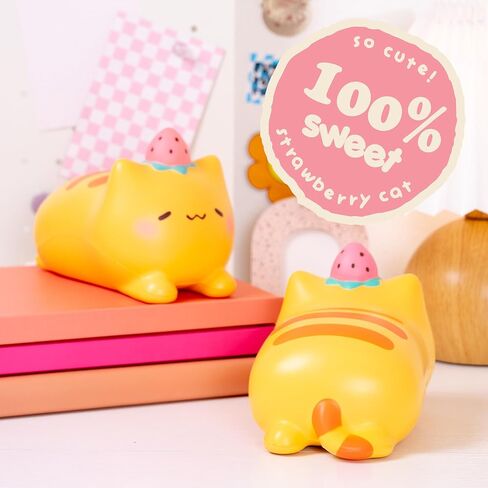 Hamee SquiSHU Jumbo Strawberry Cat Squishy Toy Collectible Slow Rising Cute Loaf Cat Birthday Gift, Party Favors, Stress Relief in Saudi Arabia