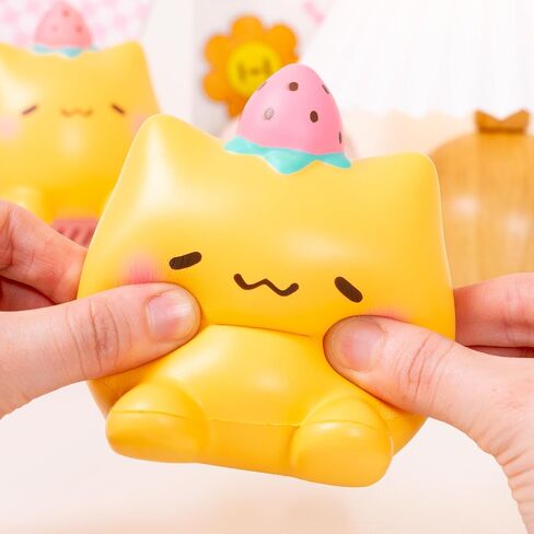Hamee SquiSHU Jumbo Strawberry Cat Squishy Toy Collectible Slow Rising Cute Loaf Cat Birthday Gift, Party Favors, Stress Relief in Saudi Arabia