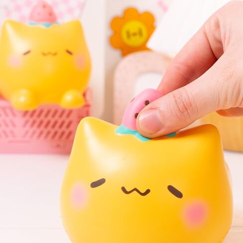 Hamee SquiSHU Jumbo Strawberry Cat Squishy Toy Collectible Slow Rising Cute Loaf Cat Birthday Gift, Party Favors, Stress Relief in Saudi Arabia