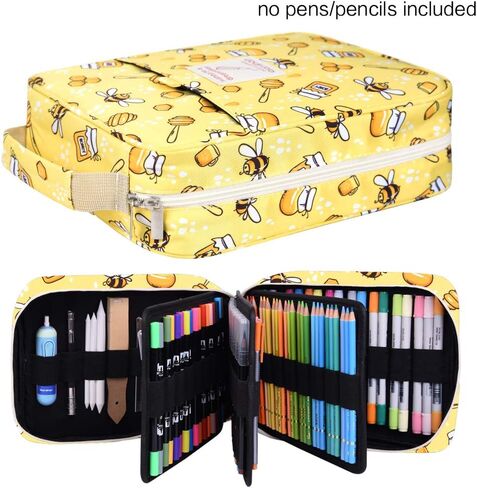 qianshan Pencil Case Holder Slot - Holds 202 Colored Pencils or 136 Gel Pens with Zipper Closure - Large Capacity Pen Organizer for Watercolor Pens or Markers - Perfect for Artist.Fluorescent Puzzle in Kuwait